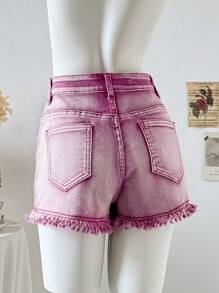 Soleia Shorts di jeans da donna, shorts casual skinny stretch di colore rosa