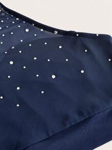 SHEIN ICON 女式立领水钻网眼拼接短款吊带背心