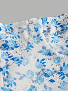 Sweetina Váy suông dài chấm đất họa tiết hoa nhỏ xinh xắn cho kỳ nghỉ xuân hè màu vàng - Màu xanh nhạt - Xem 3