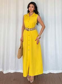 Chiquease 时尚休闲度假乡村音乐会服装女士休闲连衣裙女士西部服装女士衬衫连衣裙女士连衣裙夏季连衣裙夏季连衣裙黄色裙子 - 黃色 - 查看 4