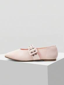 MOTF PREMIUM Zapatos Mary Jane planos de piel de PU con hebilla - Rosa - Ver 3