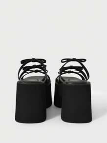 Sugerpunk Women's Sexy Bowknot Thick Bottom Sandals - Summer Punk Style Suspender Open Toe Wedge Shoes - Comfortable Breathable Slip-On