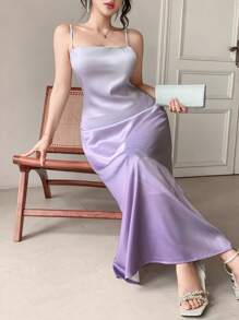 DAZY Abito elegante minimal donna con effetto sfumato, senza maniche, adatto per uso casual quotidiano
