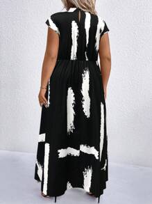 EMERY ROSE Plus Polka Dot Print Mock Neck Dress Maxi Women Outfit