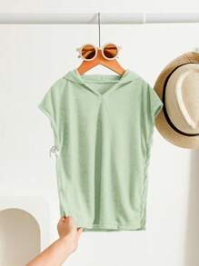 SHEIN Baby Boy Shark Hooded Bathrobe - Green - View 8