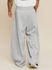 EASEVO Plus Size Men's Casual Grey Loose Knit Baggy Sweatpants, School