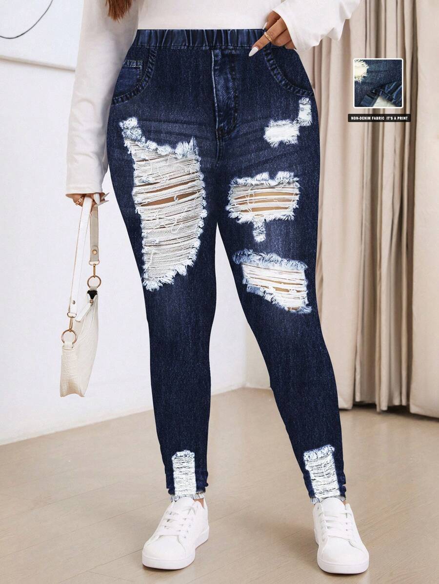 EMERY ROSE 休闲复古宽松大码紧身裤，适合秋冬季 - 彩色 - 查看 1