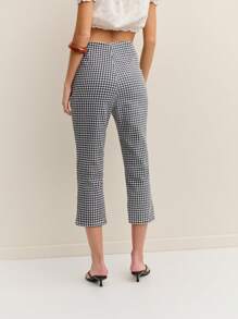 Nöista 女士格纹七分牛仔裤，度假夏季七月四日休闲风牛仔裤 - 藍色 - 查看 4