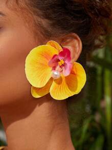 Travachic MS-紫色蝴蝶兰花耳钉情人节、妈妈、母亲、母亲节、礼物 - 黃色 - 查看 5