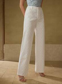 MOTF PREMIUM PANTALON DROIT À IMPRIMÉ nœud TOUT AUTOUR