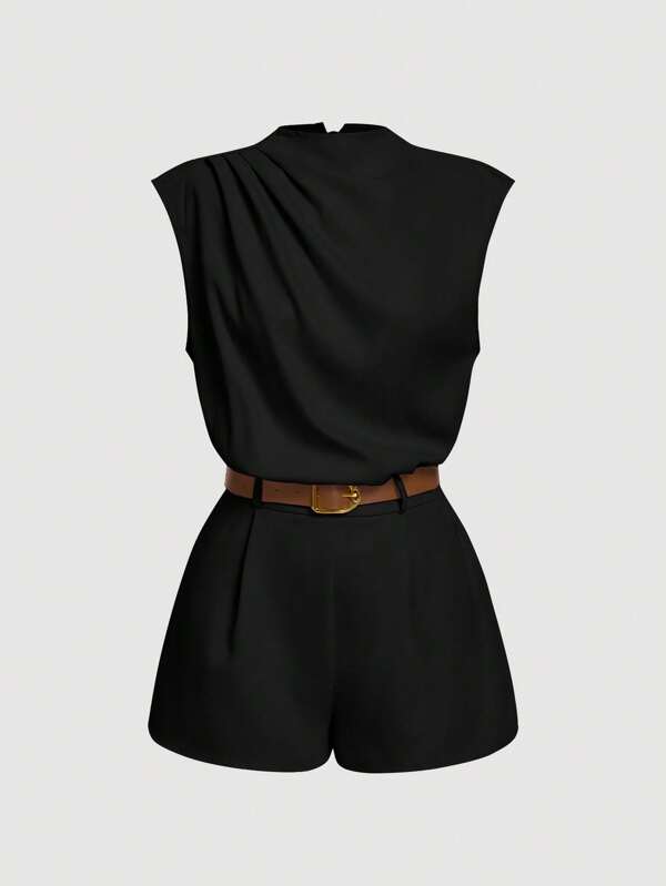 SHEIN MOD COMBINAISON COL MONTANT UNIE À POCHE AVEC CEINTURE