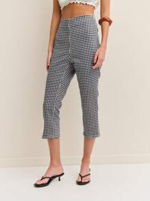 Nöista 女士格纹七分牛仔裤，度假夏季七月四日休闲风牛仔裤 - 藍色 - 查看 3