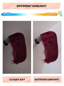 Peluca de cabello humano con frente de encaje transparente color borgoña, 180% de densidad, rojo 99J, cabello liso, frontal de encaje 13x4, para mujeres, estilo bob corto