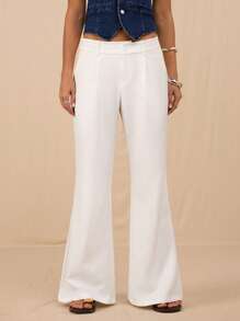 SHEIN Forever 21 夏季女士浪漫/舞会/正式/生日/90 年代/商务休闲女士/优雅/西部装/外出/时尚/休闲/Y2K/俱乐部/办公室/鸡尾酒会/复古/紧身/狂欢节/有趣/优雅/老钱/街头服饰/度假/乡村音乐会/工作/端庄/春假/单身女郎/音乐会/坏人/基本款/毕业/低腰/宽松/直筒/阔腿/裤子 - 白色 - 查看 3