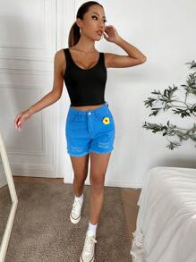 Chiquease Top De Punto Acanalado Casual Sin Mangas Para Verano - Negro - Ver 5