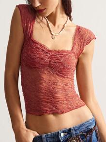 Bohemela Boho lässiges Urlaubssoberes Farbkleidung Damen Spitzen Strickoberteil