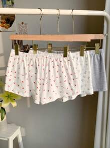 Comfortcana 3件套樱桃图案针织低腰夏季舒适短裤 - 彩色 - 查看 2
