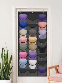 1 pieza Bolsa colgante de almacenamiento de 24 bolsillos para gorras de béisbol - Puede colgarse para almacenamiento, ahorrando espacio, organizador de gorras sobre la puerta, protector y estante de exhibición - Multicolor - Ver 1