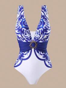 Swim Oasis 1 Stück Große Größen Einteiliger Badeanzug Set mit 3 Stücke, für Damen Sommer Urlaub Strandmode