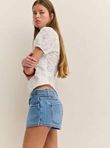 Nöista Falda-pantalón asimétrica de mezclilla, estilo casual de verano, estilo cotidiano, 4 de julio, Y2K - Azul - Ver 3