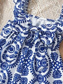 Combinaison sans manches à motif floral pour bébé fille, mignonne et polyvalente pour les vacances d'été