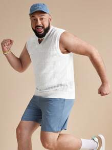 EASEVO 大码男士休闲修身圆领无袖针织背心，适合夏季、上学