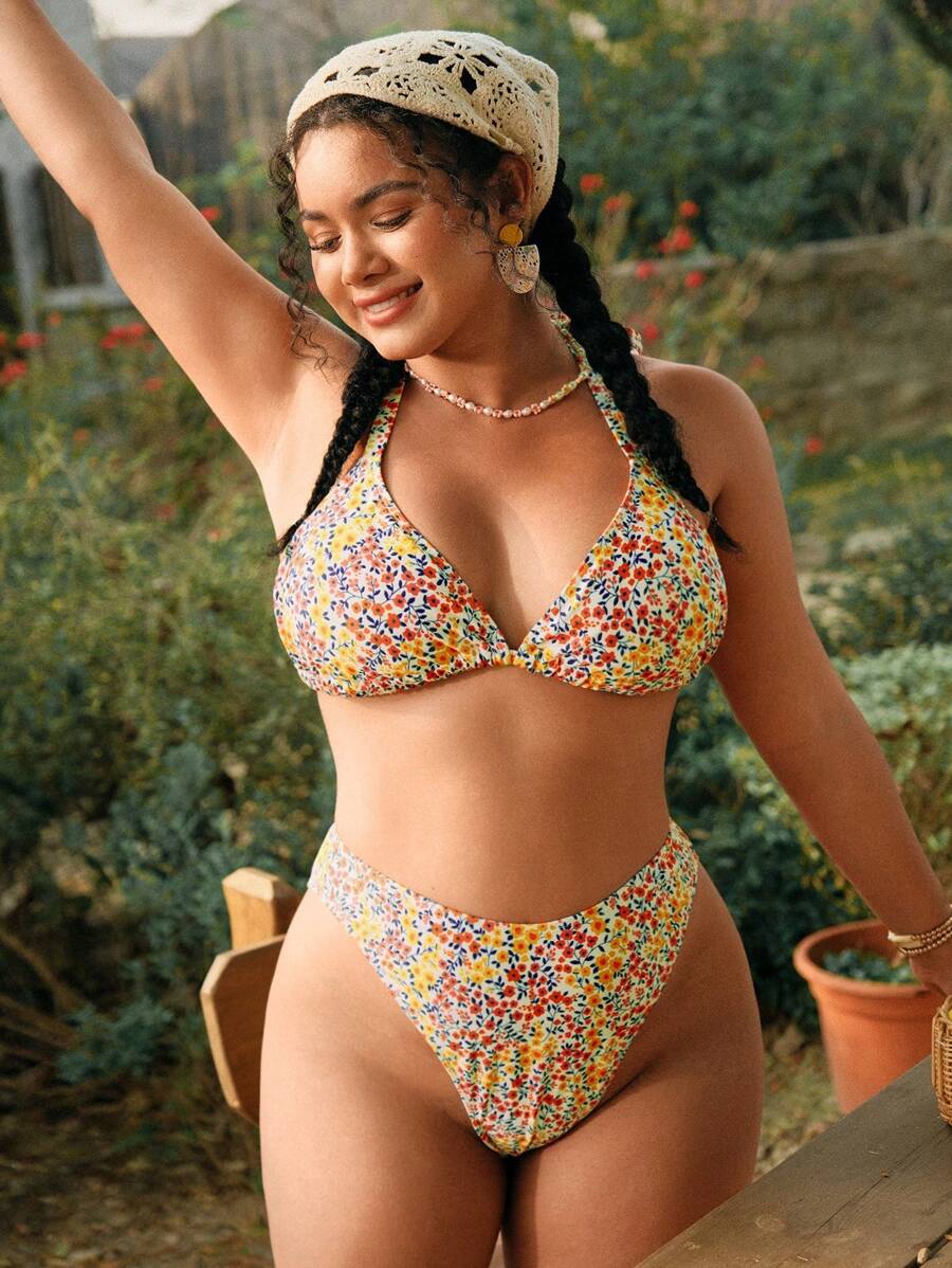 Swim Vcay 加大码碎花度假比基尼套装 - 彩色 - 查看 1