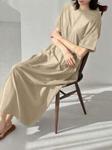 FRIFUL Women's Brown Long Dress With Embroidery Pattern, Summer - Khaki - View 3