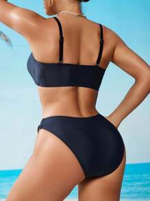Swim DD+ Women's Summer Swimwear, Double Shoulder Large Bust DD Push Up, Fashion Hot-Selling Shell Decor, Sexy Party Beach Resort 2 Pieces Set