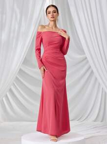 Coutiva Women's Formal Evening Dress,Heavy-Embroidered Design Party Gown For Wedding Guest,Birthday Outfit,Summer Casual Formal Dress - Hot Pink - View 4
