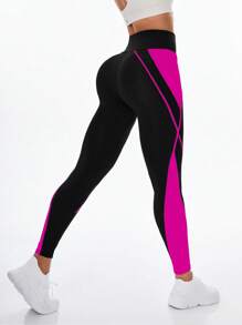Exploreva High Waist Seamless Color Block Sports Leggings Yoga Women Pants