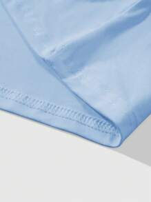 Manfinity Homme Áo thun nam tay ngắn in chữ giản dị, thoải mái hàng ngày, dáng rộng, vai trễ, mùa hè - Màu xanh nhạt - Xem 4