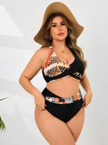 Swim Lushoire Bộ đồ bơi tankini chéo trước cỡ lớn cho nữ - Nhiều màu - Xem 5