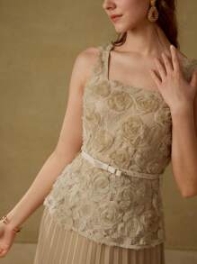 MOTF PREMIUM 3D花卉褶饰连衣裙 - 黃色 - 查看 5