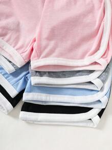 SHEIN Bộ 4 món quần short thể thao màu kẹo dễ thương thường ngày cho bé gái/trẻ sơ sinh 0-3 tuổi mùa xuân/hè, bộ đồ mặc hàng ngày 4 món - Nhiều màu - Xem 4