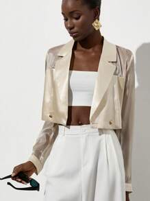 Aveloria Modichic New Versatile Elegant Commuter Minimalist Sophisticated High-End Design Glossy Organza Satin Blend Lightweight Short Jacket For Women