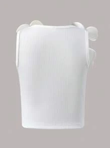 Kleine Mädchen Weißes ärmelloses Top mit Blumenmuster und Nieten Dekor, geeignet für Geburtstag, Urlaub und Sommerfeste