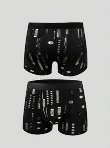 Paquete de 3 Bóxers informales de cintura elástica con diseño desgastado de unicolor para hombre