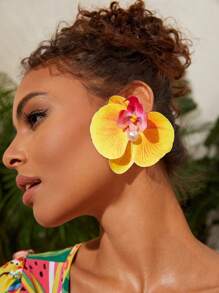 Travachic MS-紫色蝴蝶兰花耳钉情人节、妈妈、母亲、母亲节、礼物 - 黃色 - 查看 4