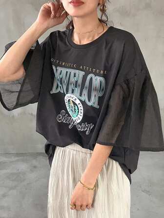 FRIFUL Dames T-shirt met korte mouwen en grafische print, zomertop