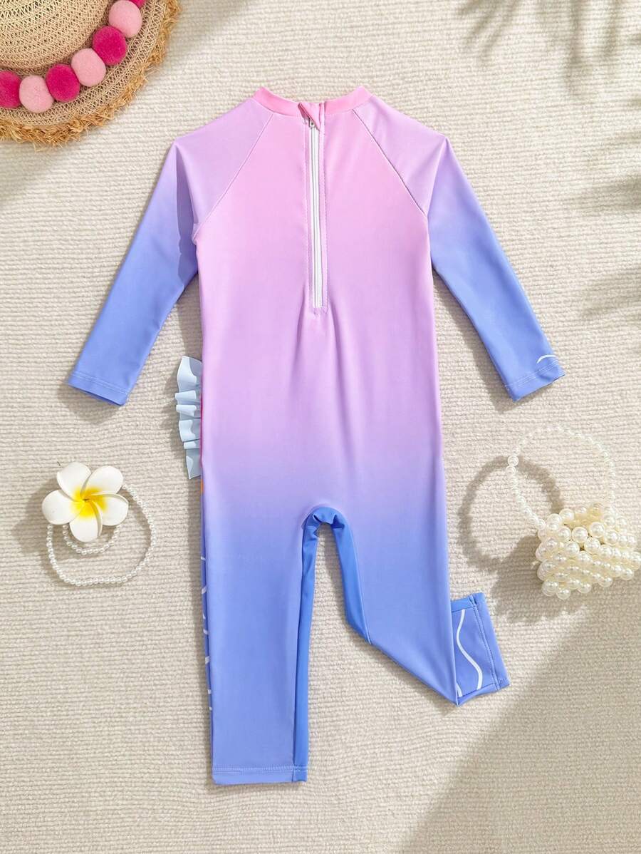 SHEIN 可爱的火烈鸟元素点缀,女婴梦幻的海滩时光,就从这款甜美的泳衣套装开始吧! - 彩色 - 查看 1