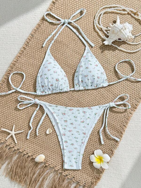 Swim Mod 2025 Neuer Sommer Bikini-Set mit Dreieckstasche, niedliches ditsy florales Element Damenschwimmanzug