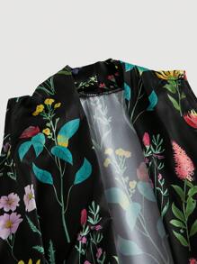 SHEIN MOD Plus Size Pink Placement Print Loose Scoop Neck Top - Black - View 4