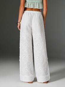 TRNVIE 女士优雅网眼刺绣宽松沙滩裤