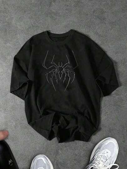 Manfinity Sport Corelite Herr T-shirt med botaniskt tryck och rund hals, kortärmad, för sommarträning, löparkläder, t-shirts och linnen