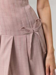 SHEIN MOD Women Pink Striped Spaghetti Strap Summer Dress