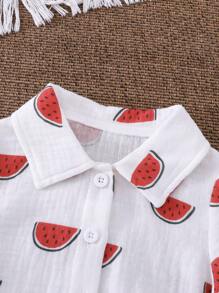 SHEIN 2pcs/Set Baby Boys Infant Casual Countryside Style All-Match Shirt & Denim Jeans Set, Suitable For Outdoor Activities, Vacation & Everyday Wear - Multicolor - View 6