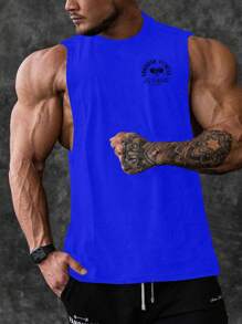 Manfinity Sport Corelite Men's Casual Letter Print Sleeveless Sports Tank Top, Summer - Blue - View 1