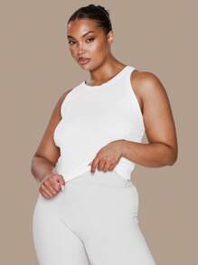 MUSERA 加大码工字领无袖背心，假日、优雅、休闲春季夏季复活节穿搭 - 白色 - 查看 5