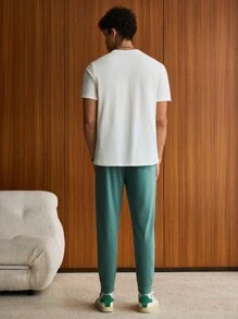 SWAVVY Homme En Coton Vague Et Graphique De Slogan T-shirt & Pantalon De Survêtement À Cordon